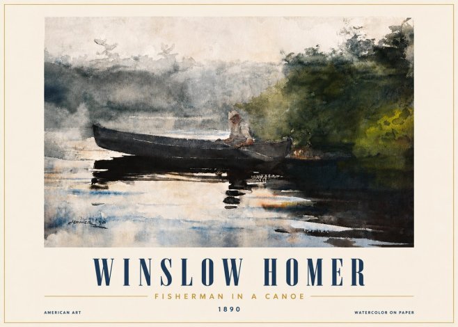 Winslow Homer Fisherman in a Canoe No4 - Plakát