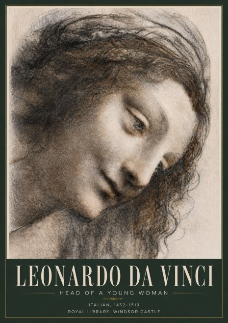 Leonardo da Vinci Head of a Young Woman I No5 - Plakát