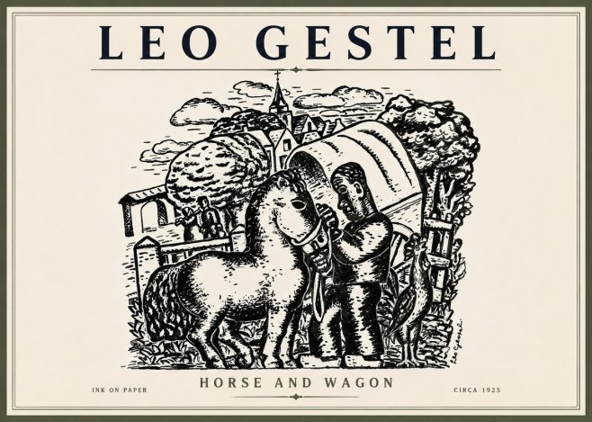 Leo Gestel Horse and Wagon No3 - Plakát