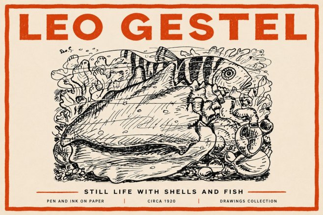 Leo Gestel Still Life with Shells and Fish No4 - Plakát