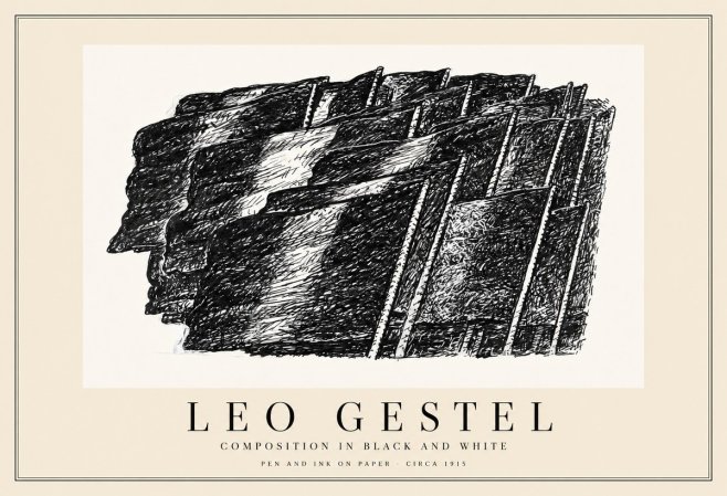 Leo Gestel Composition in Black and White No1 - Plakát