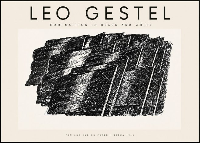 Leo Gestel Composition in Black and White No2 - Plakát