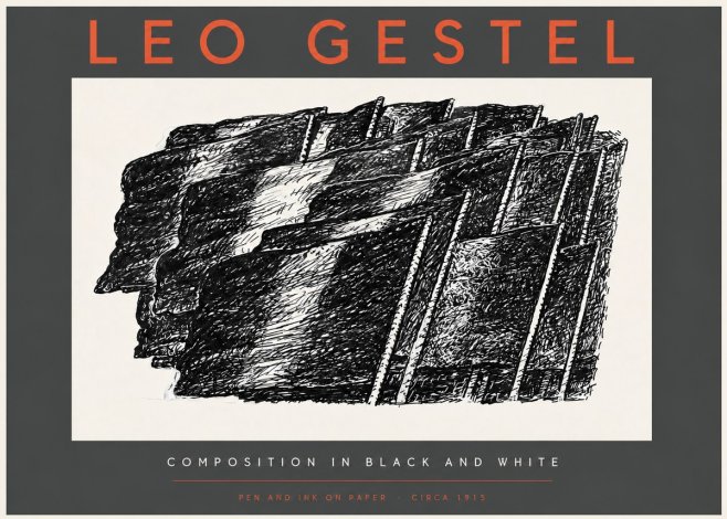Leo Gestel Composition in Black and White No3 - Plakát