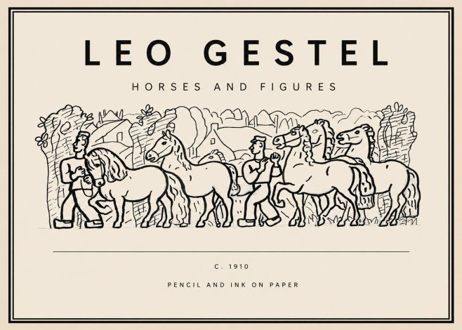Leo Gestel Horses and Figures No3 - Plakát