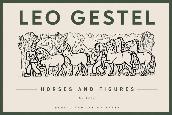 Leo Gestel Horses and Figures No4 - Plakát