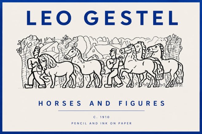 Leo Gestel Horses and Figures No5 - Plakát