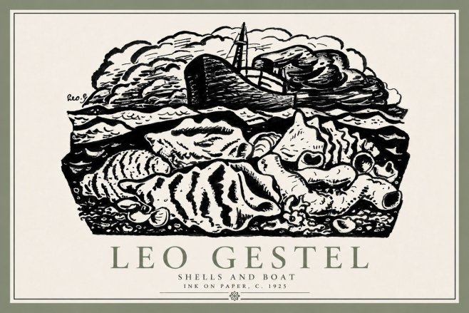 Leo Gestel Shells and Boat No6 - Plakát