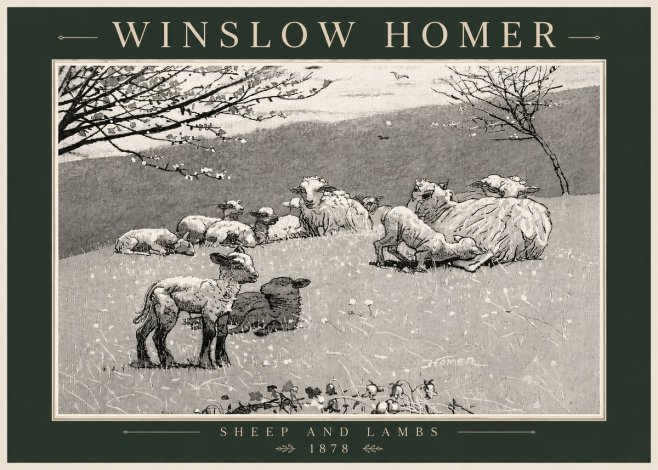 Winslow Homer Sheep and Lambs No6 - Plakát