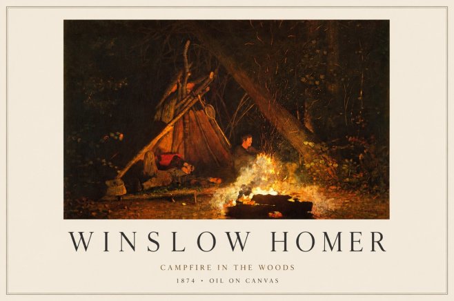 Winslow Homer Campfire in the Woods No1 - Plakát