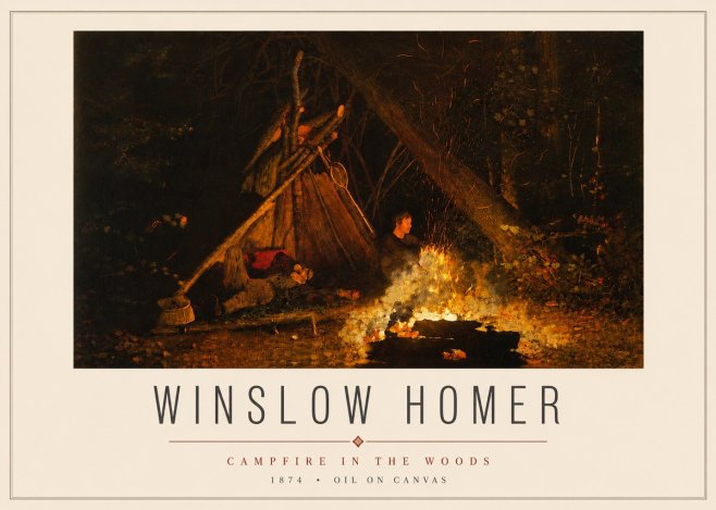 Winslow Homer Campfire in the Woods No4 - Plakát