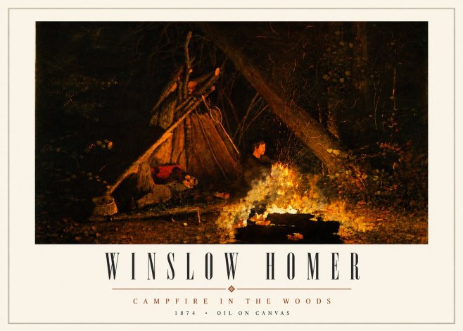 Winslow Homer Campfire in the Woods No5 - Plakát