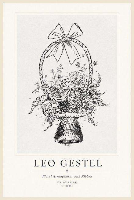 Leo Gestel Floral Arrangement with Ribbon No1 - Plakát