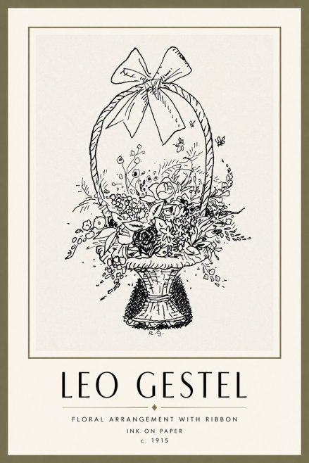 Leo Gestel Floral Arrangement with Ribbon No4 - Plakát