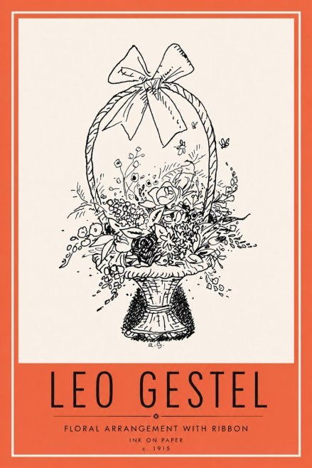 Leo Gestel Floral Arrangement with Ribbon No6 - Plakát