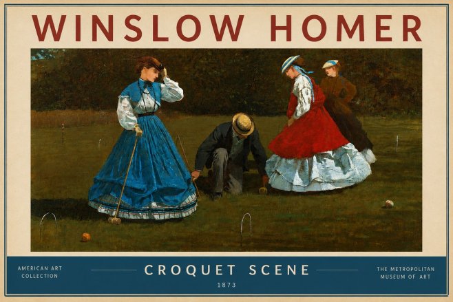 Winslow Homer Croquet Scene No2 - Plakát