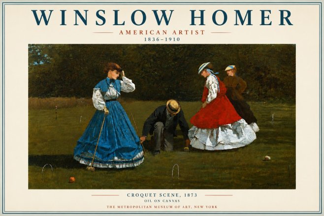 Winslow Homer Croquet Scene No4 - Plakát