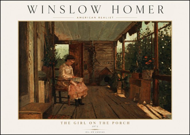 Winslow Homer The Girl on the Porch No4 - Plakát