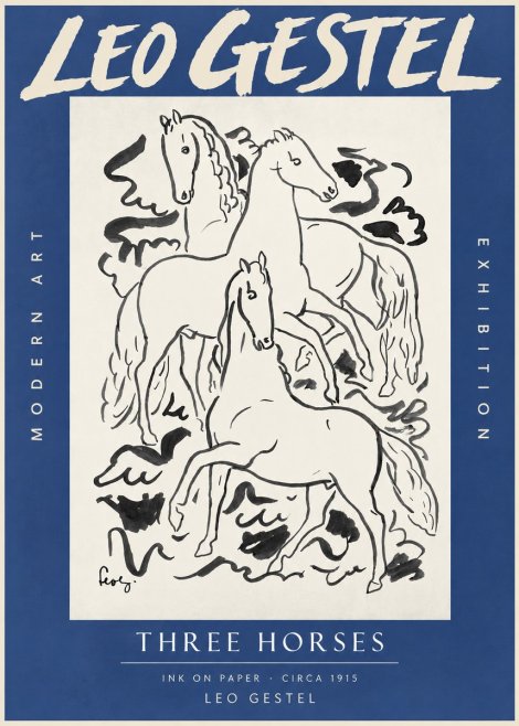 Leo Gestel Three Horses No3 - Plakát