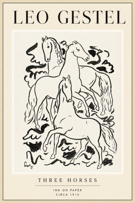 Leo Gestel Three Horses No4 - Plakát