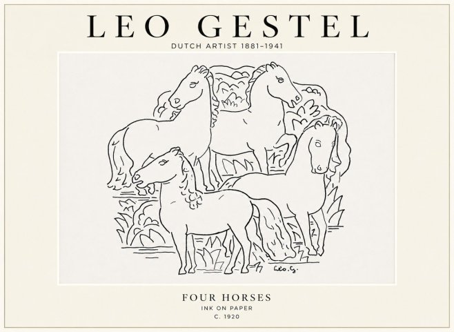 Leo Gestel Four Horses No1 - Plakát
