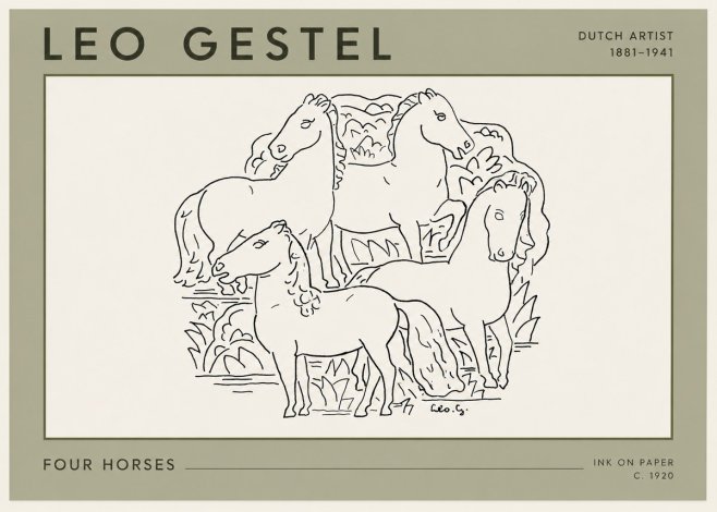 Leo Gestel Four Horses No3 - Plakát