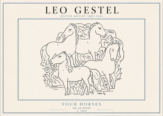 Leo Gestel Four Horses No4 - Plakát