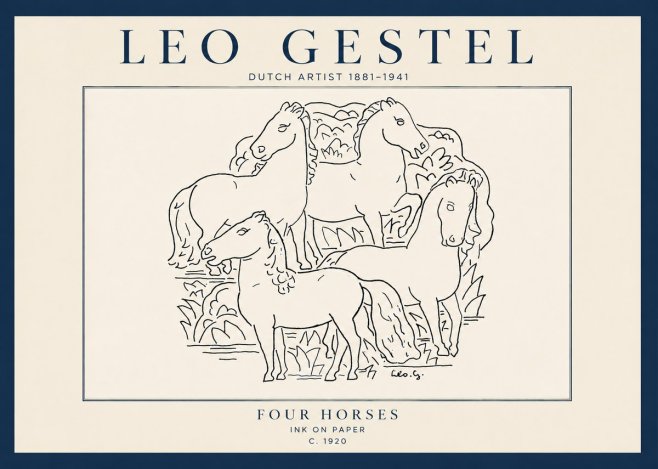 Leo Gestel Four Horses No5 - Plakát