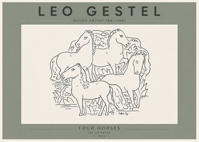 Leo Gestel Four Horses No6 - Plakát