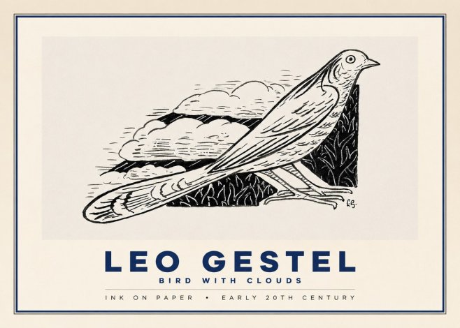 Leo Gestel Bird with Clouds No2 - Plakát