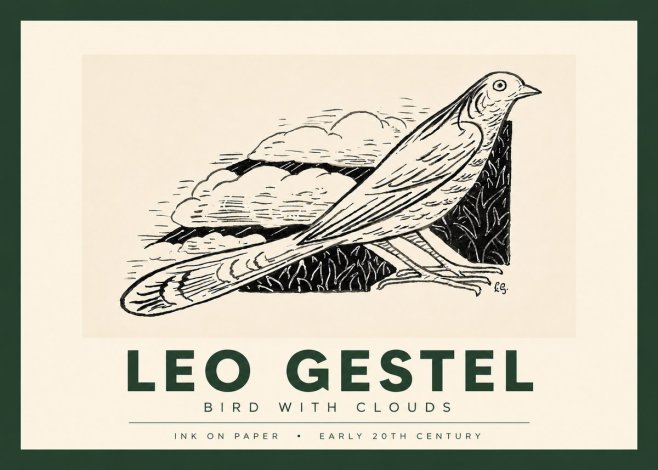 Leo Gestel Bird with Clouds No4 - Plakát