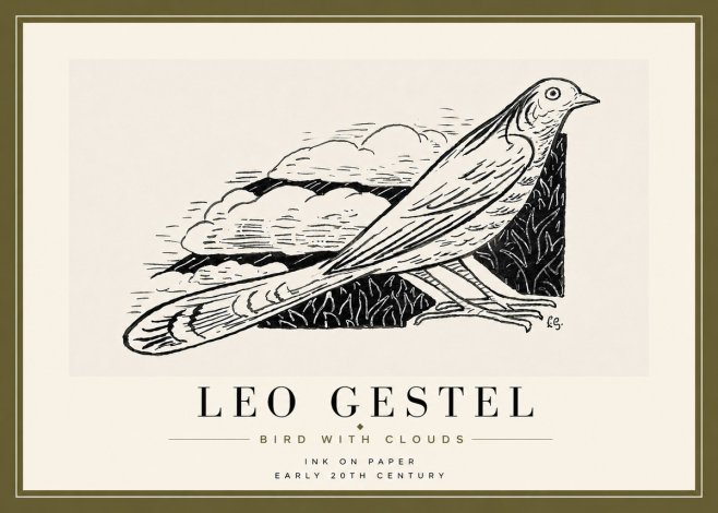 Leo Gestel Bird with Clouds No6 - Plakát