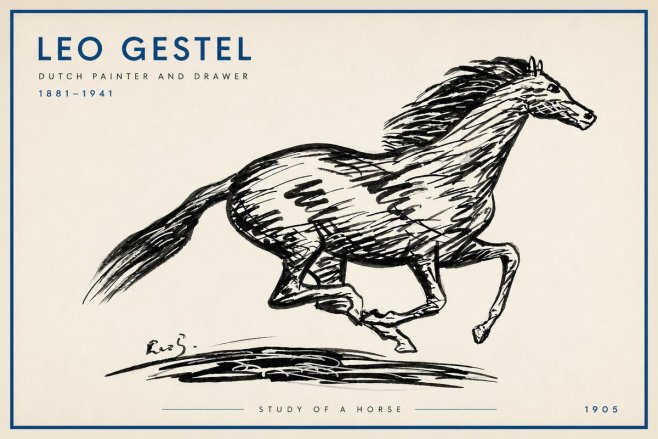 Leo Gestel Study of a Horse No3 - Plakát