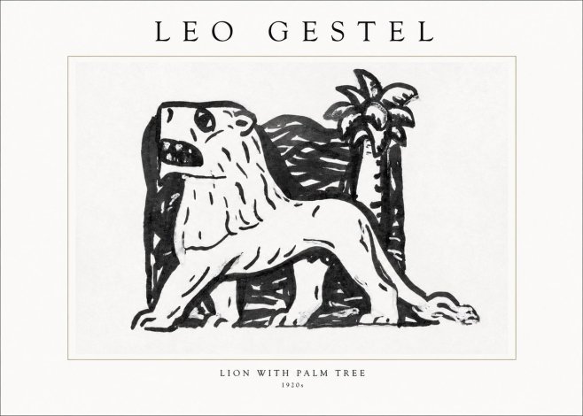 Leo Gestel Lion with Palm Tree No1 - Plakát