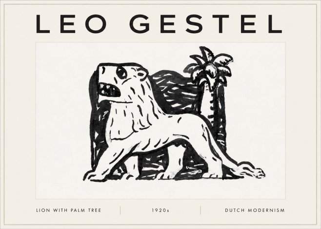 Leo Gestel Lion with Palm Tree No5 - Plakát