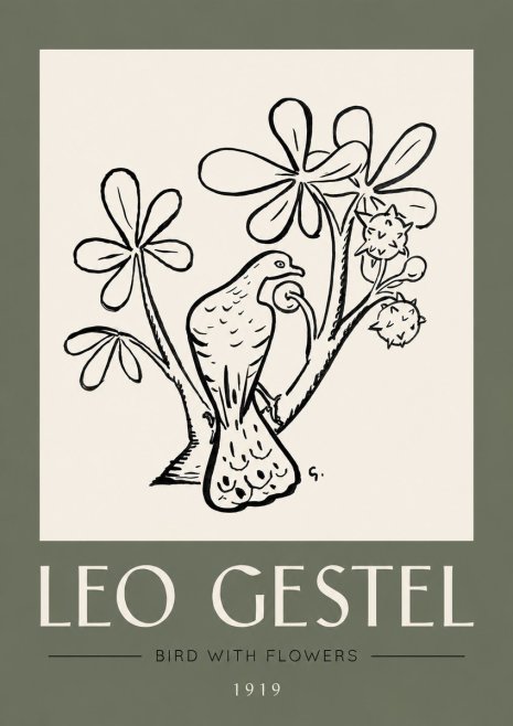 Leo Gestel Bird with Flowers No3 - Plakát