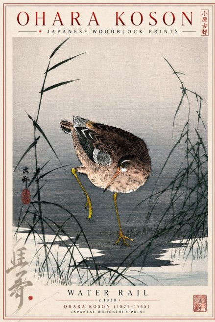 Ohara Koson Water Rail No4 - Plakát