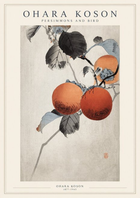 Ohara Koson Persimmons and Bird No1 - Plakát