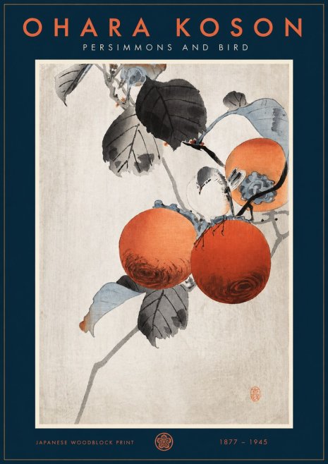 Ohara Koson Persimmons and Bird No2 - Plakát