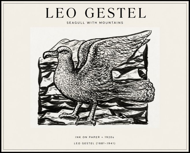 Leo Gestel Seagull with Mountains No1 - Plakát