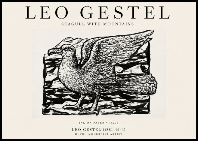 Leo Gestel Seagull with Mountains No6 - Plakát