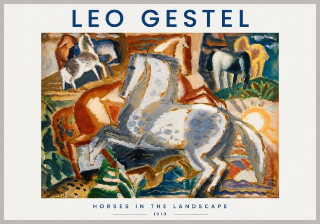 Leo Gestel Horses in the Landscape No3 - Plakát
