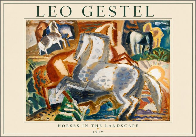 Leo Gestel Horses in the Landscape No4 - Plakát