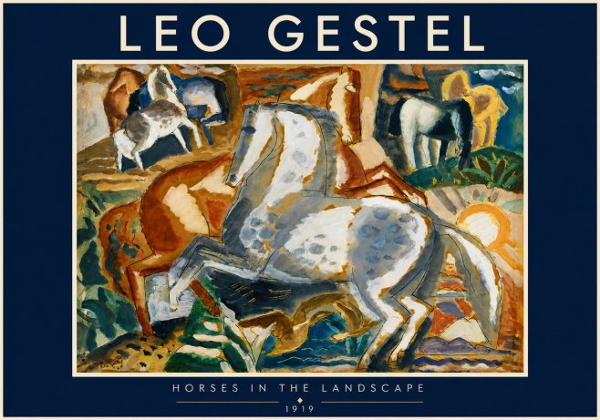 Leo Gestel Horses in the Landscape No5 - Plakát