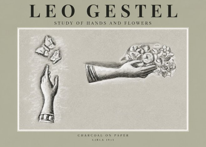 Leo Gestel Study of Hands and Flowers No2 - Plakát