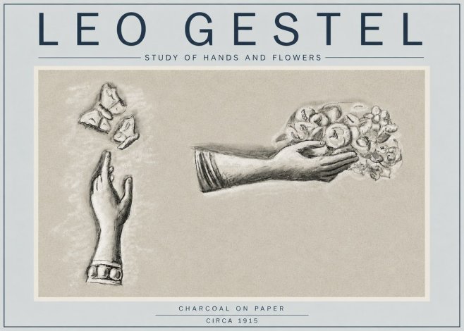 Leo Gestel Study of Hands and Flowers No4 - Plakát