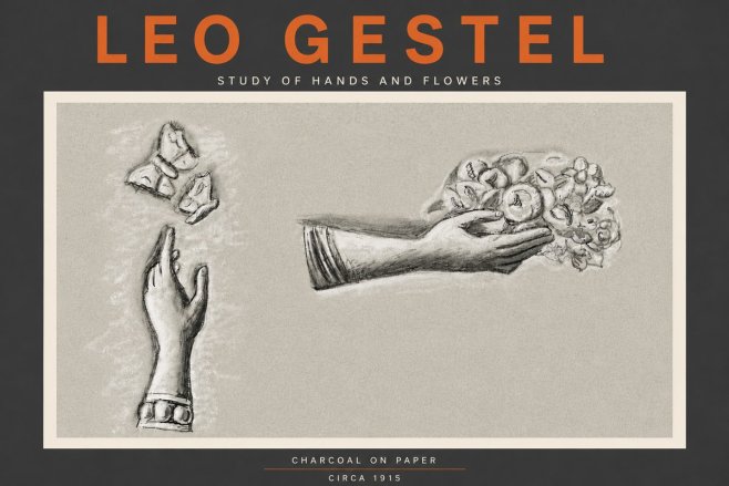 Leo Gestel Study of Hands and Flowers No6 - Plakát