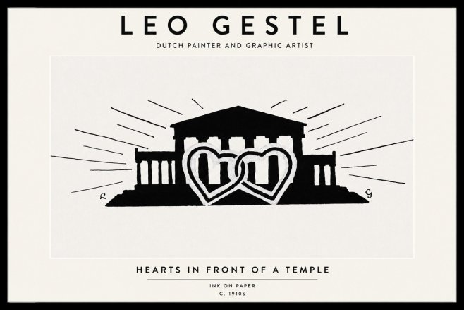Leo Gestel Hearts in Front of a Temple No1 - Plakát