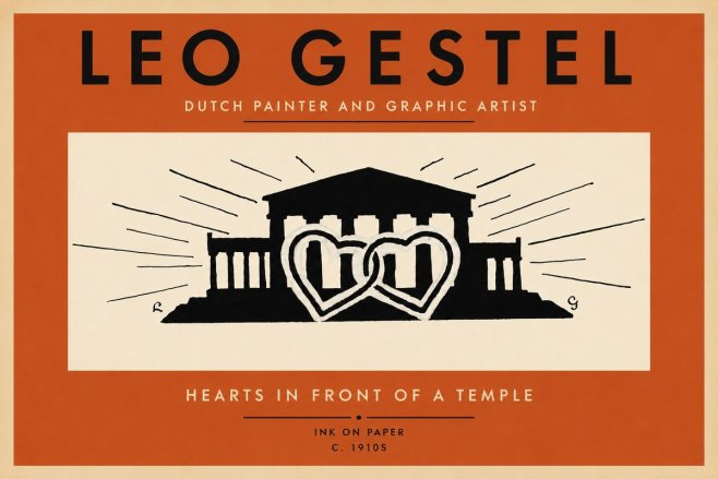 Leo Gestel Hearts in Front of a Temple No2 - Plakát