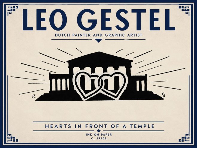 Leo Gestel Hearts in Front of a Temple No3 - Plakát