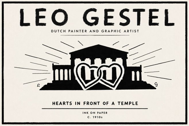Leo Gestel Hearts in Front of a Temple No6 - Plakát